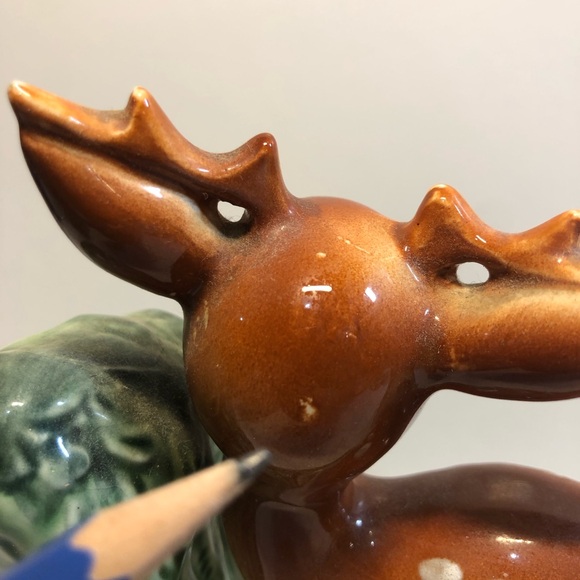 1950s Ceramic Deer Bookends Spotted White Tale Fawns Made in Japan Kitsch Bambi” - Picture 5 of 13